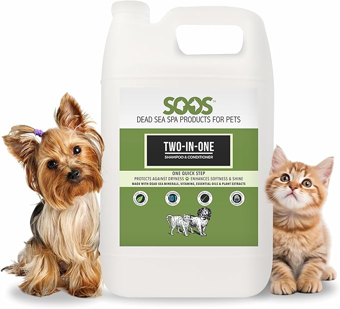 Soos Pets Two-in-One Shampoo Plus Conditioner for Dogs & Cats | 2-in-1 Natural Dead Sea Minerals |- 4L