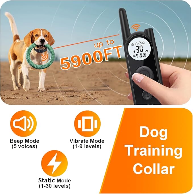 MIMOFPET Wireless Dog Fence for 2 Dogs - Covers up to 856-Acre Electric Fence,185 Days Standby Time