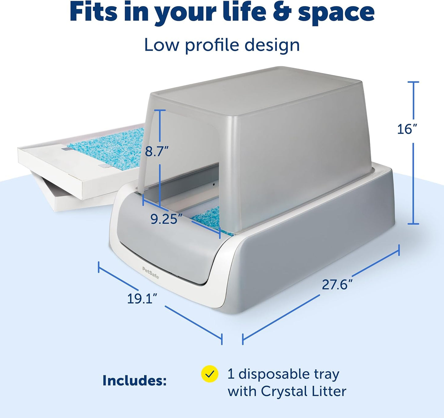 PetSafe Legacy ScoopFree Crystal Pro Self-Cleaning Automatic Cat Litter Box - Front-Entry Motion-Sensing Cat Box with Integrated Health Counter