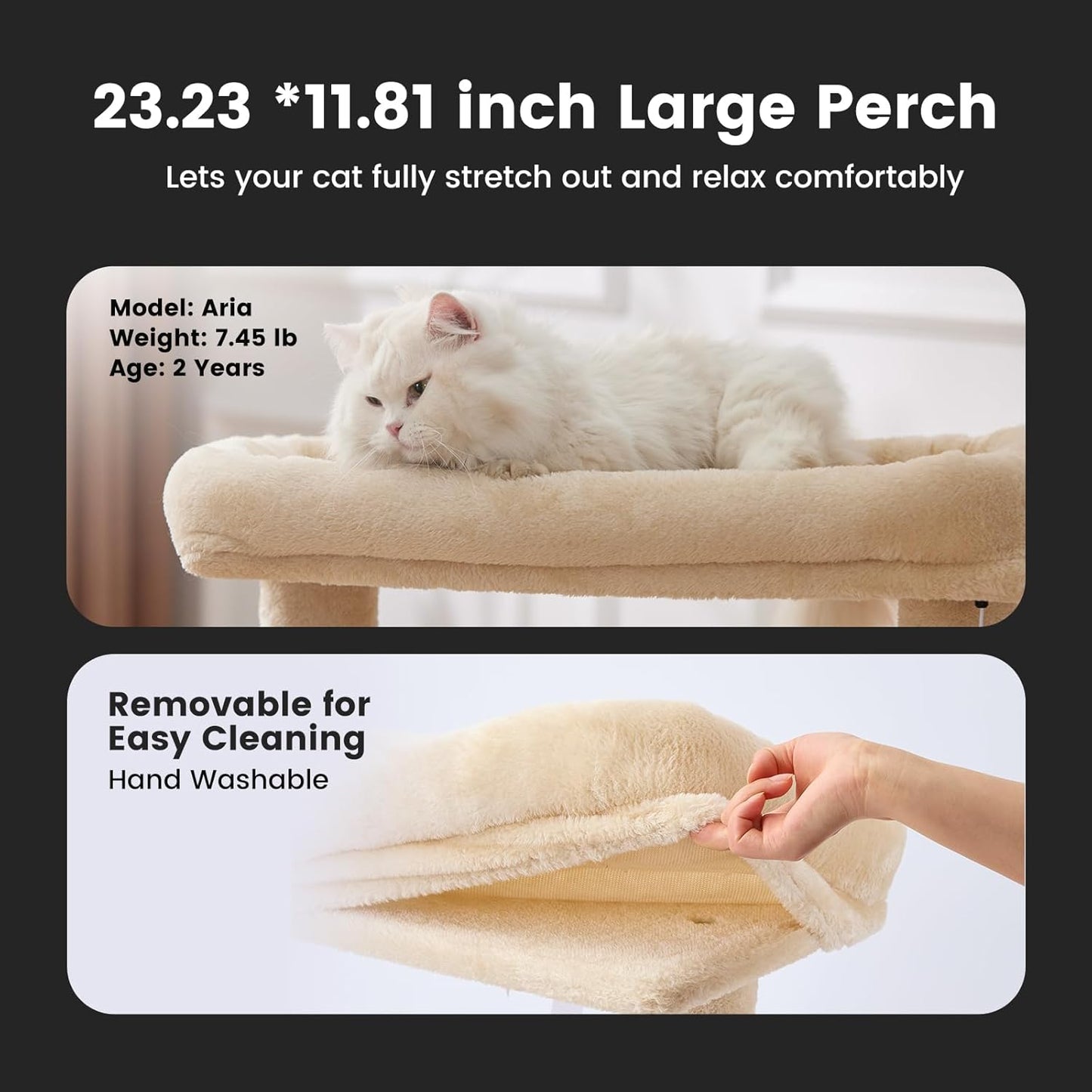 Gardner Pet 41" Tall Cat Tree for Medium Large Cats, Heavy Duty Cat Trees Tower with 2.8in Posts & Washable Top Perches