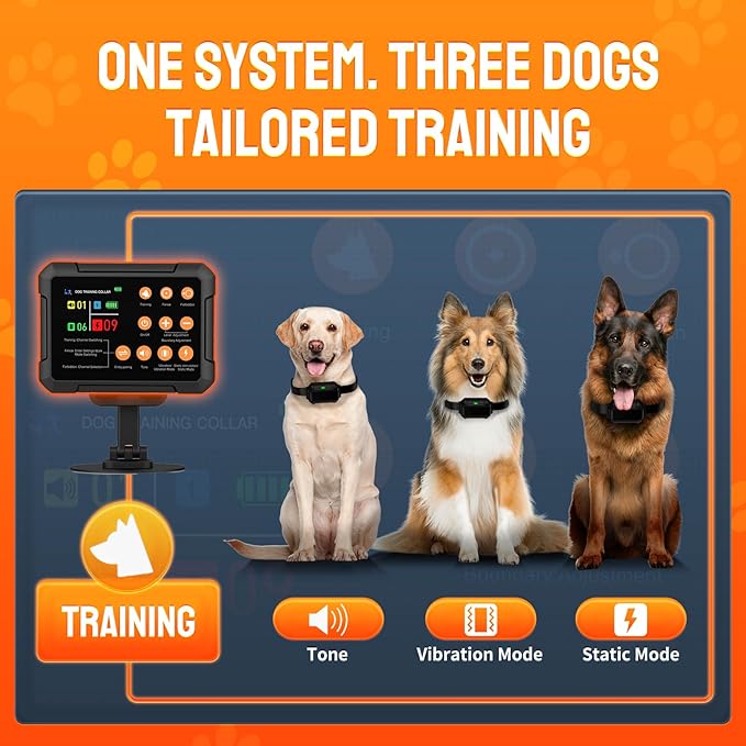 3-in-1 Radar Wireless Dog Fence System for 3 Dogs, Dog Training Collar with Fence & Forbidden Zone Modes, No GPS Indoor Outdoor Dog Containment, IPX7 Waterproof (1 Collar)