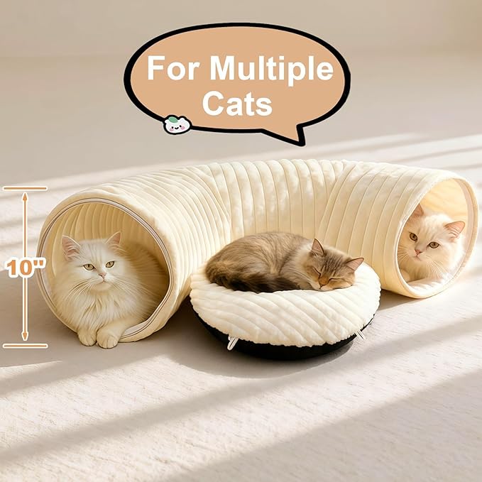 Cat Tunnel Bed with 40 Pcs Interactive Cat Toys, Cat Tube with Kitten Toys for Indoor