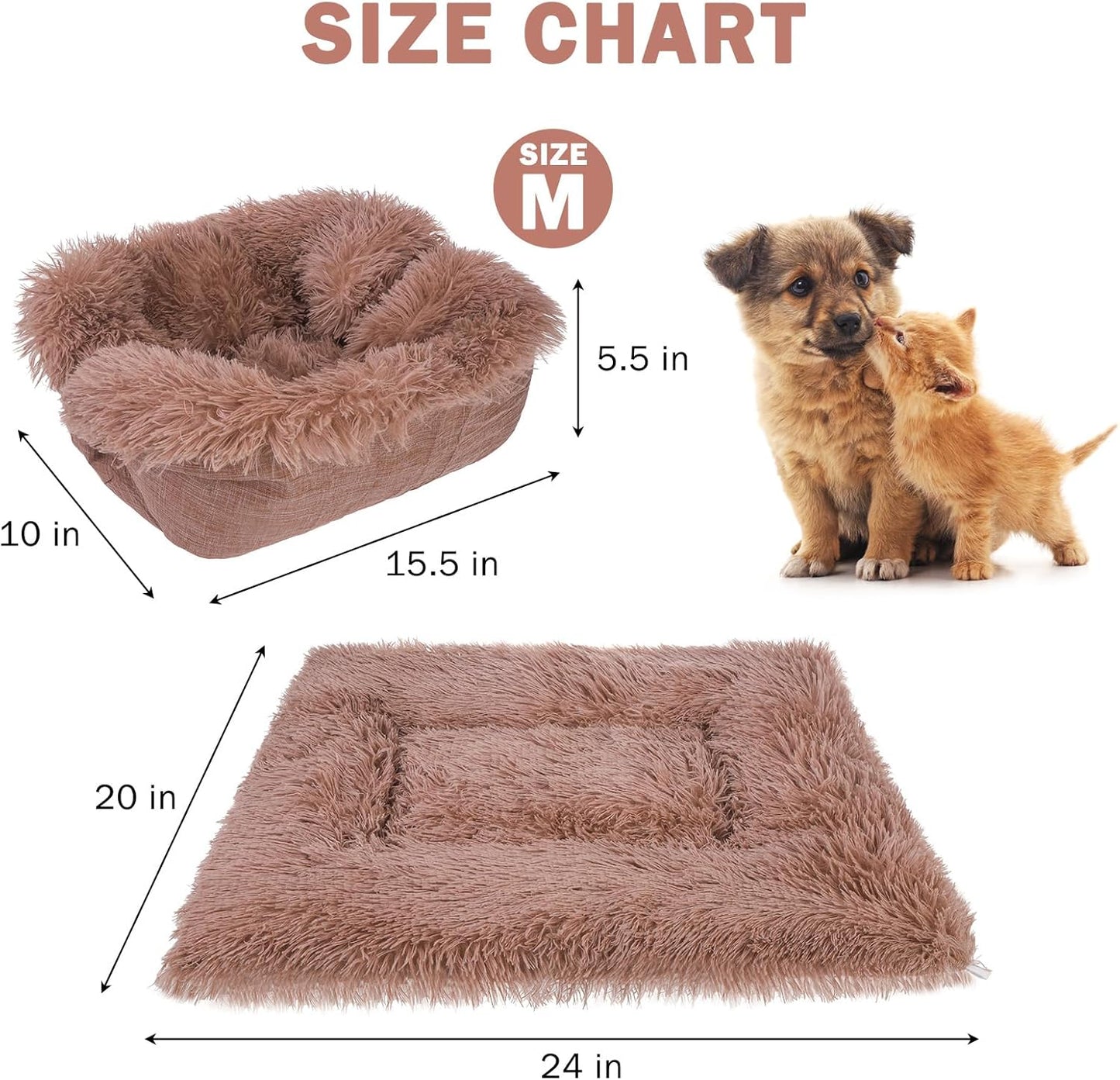 SCENEREAL Self Warming Cat Bed, Heated Cat Bed Mat for Cats Small Dogs, Brown 24" x 20"