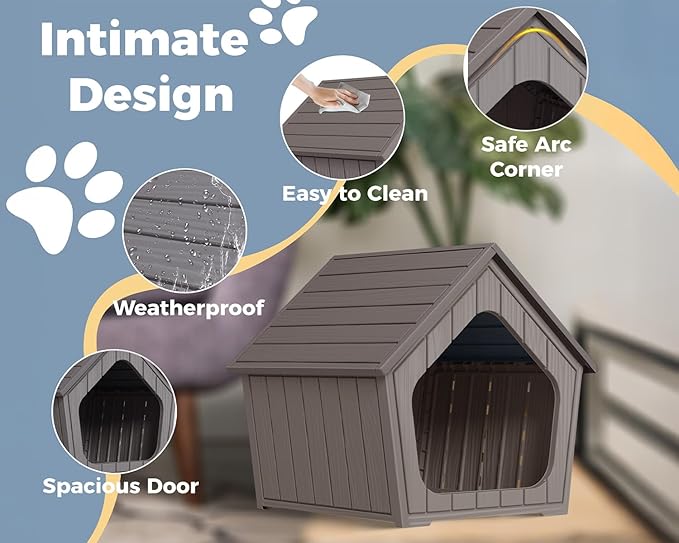 VIXZEN Dog House Outdoor Indoor for Small Dog (Grey)