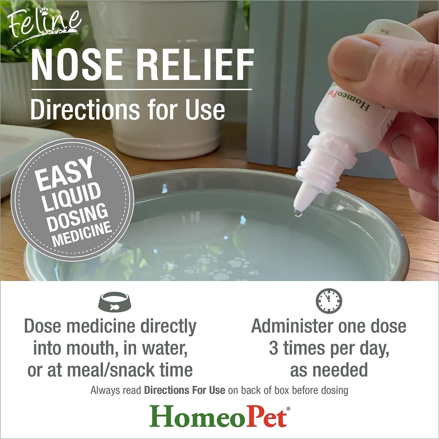 HomeoPet Feline Nose Relief, Safe and Natural Nasal and Sinus Medicine for Cats, Natural Pet Medicine, 15 Milliliters- Pack of 2