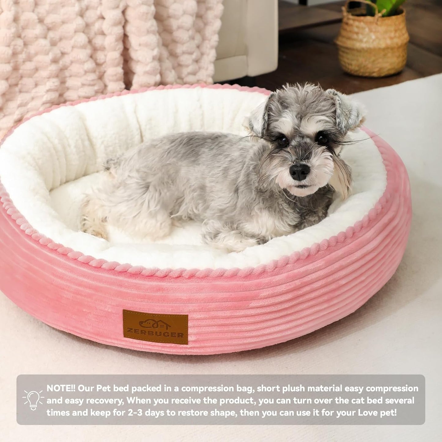 20in Washable Cat Beds for Indoor Cats - Round Donut Pet Bed for Cats, Small Dogs