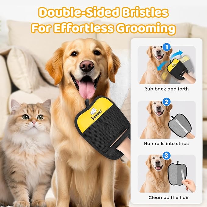 Pet Hair Removal Glove for Dogs & Cats, Newly Upgraded Reusable Electrostatic Pet Hair Remover Glove