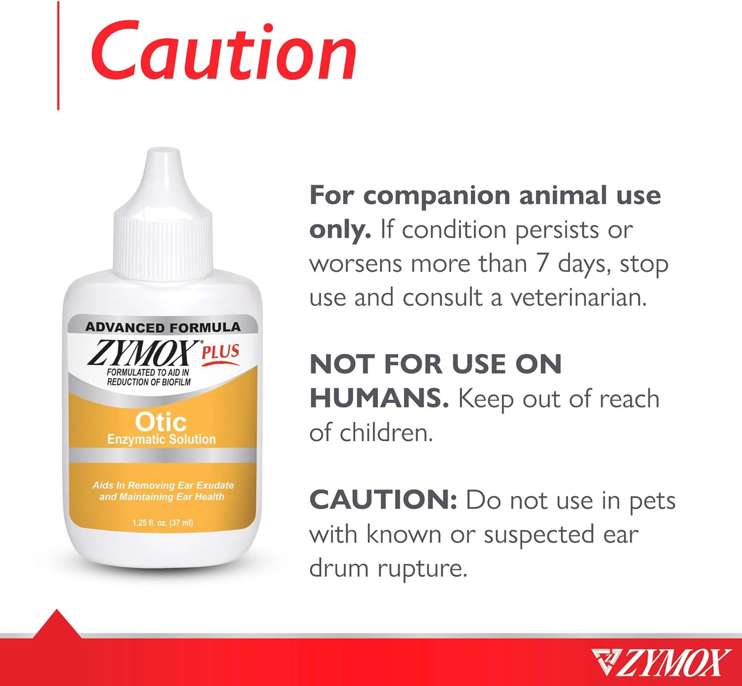 Zymox Advanced Formula Otic Plus Enzymatic Ear Solution for Dogs and Cats Without Hydrocortisone, 1.25oz