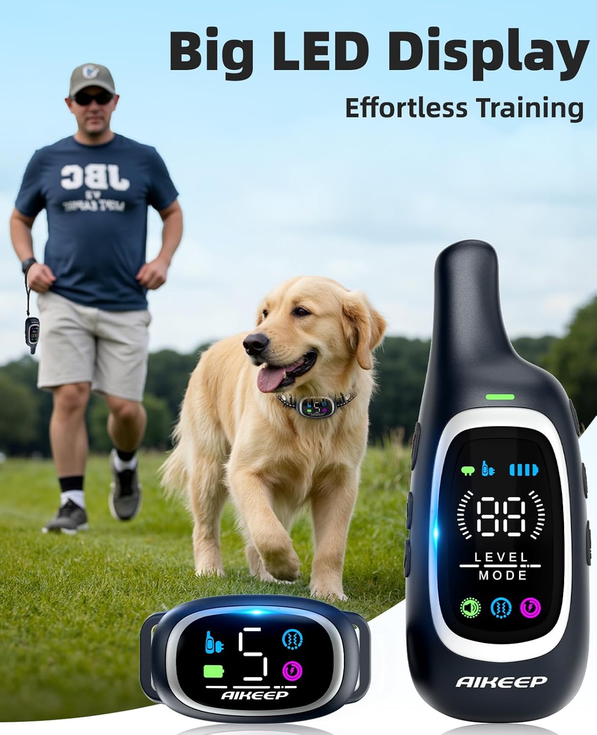 2-in-1 Dog Shock Collar and Bark Collar for Dogs – 3300FT Dog Training Collar with Remote