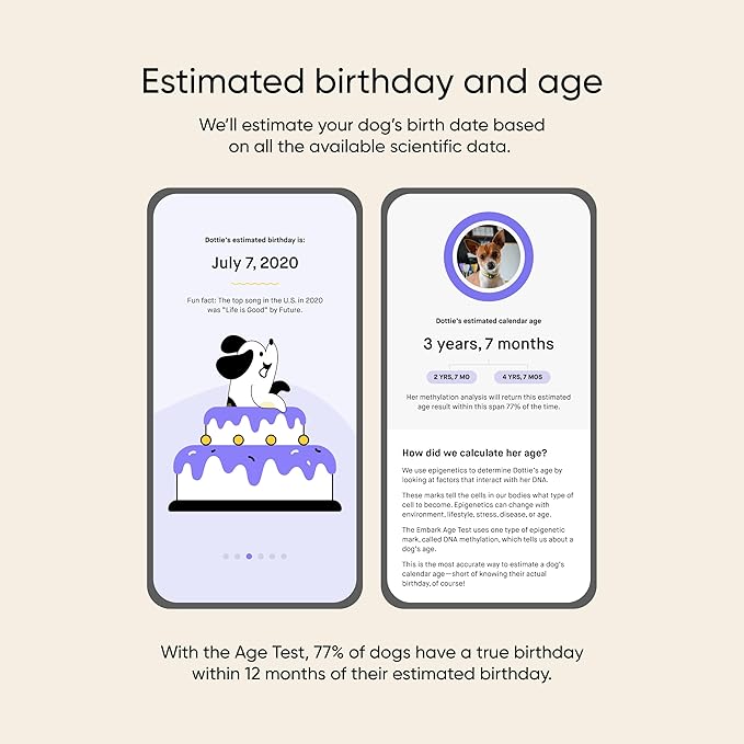 Embark Dog Age Test Kit - Estimates Age and Birthday - DNA Methylation - Best for Dogs Past Puppy Stage - Includes Life Stage Care Tips - Great for Rescue Dogs