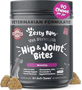 Zesty Paws Vet Strength Mobility Bites Beef & Bacon Flavor Hip & Joint Support 90 Count
