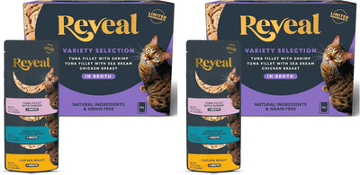 Reveal Natural Wet Cat Food, 12 Count,Fish and Chicken Variety in Broth, 2.47 oz Pouches (Pack of 2)