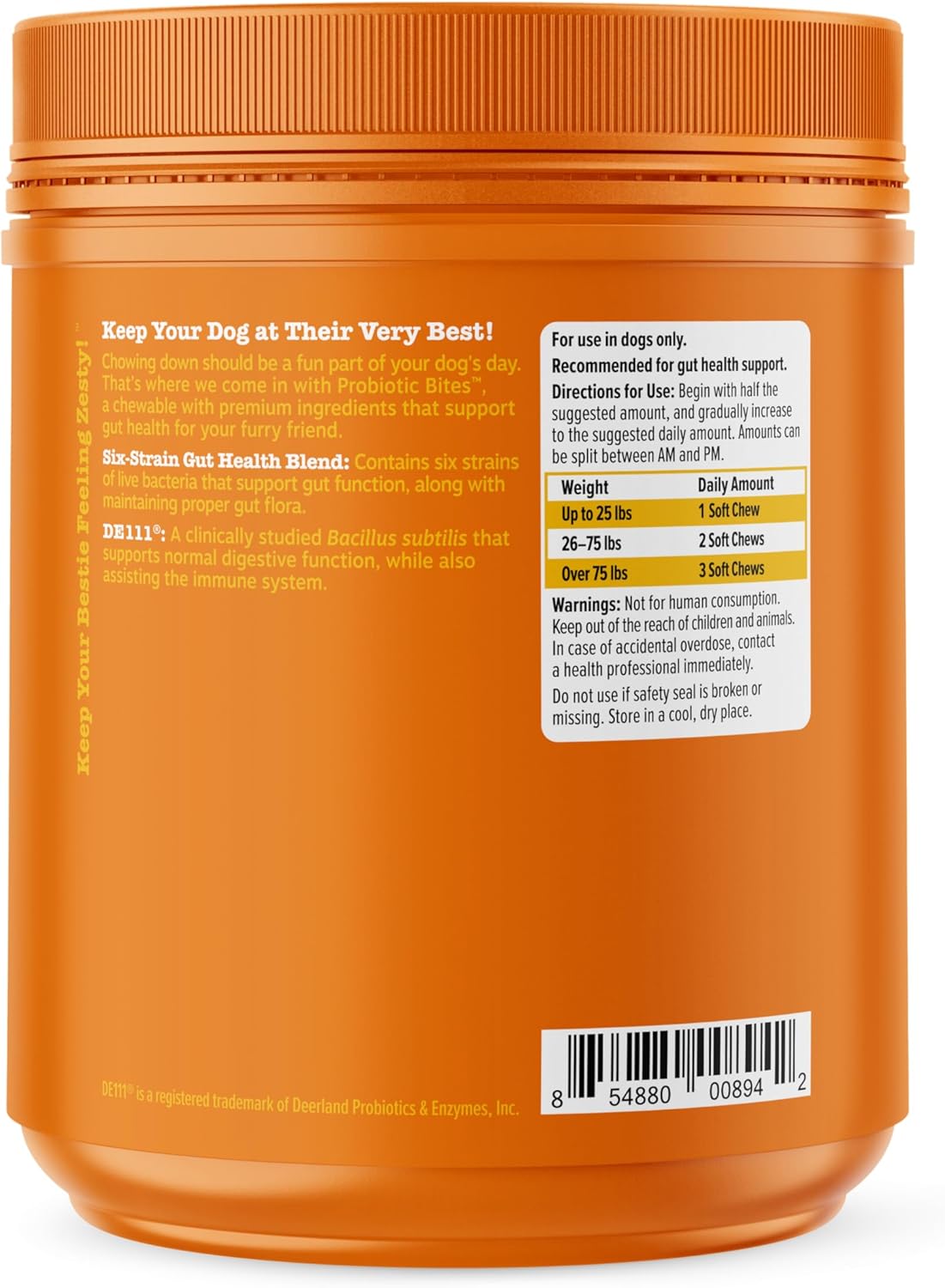 Zesty Paws Probiotics for Dogs, Digestive Enzymes Gut Flora, Digestive Health, Diarrhea & Bowel Support, DE111, Dog Probiotic Soft Chew for Pet Immune System, Pumpkin, 250 Ct (Pack of 2)