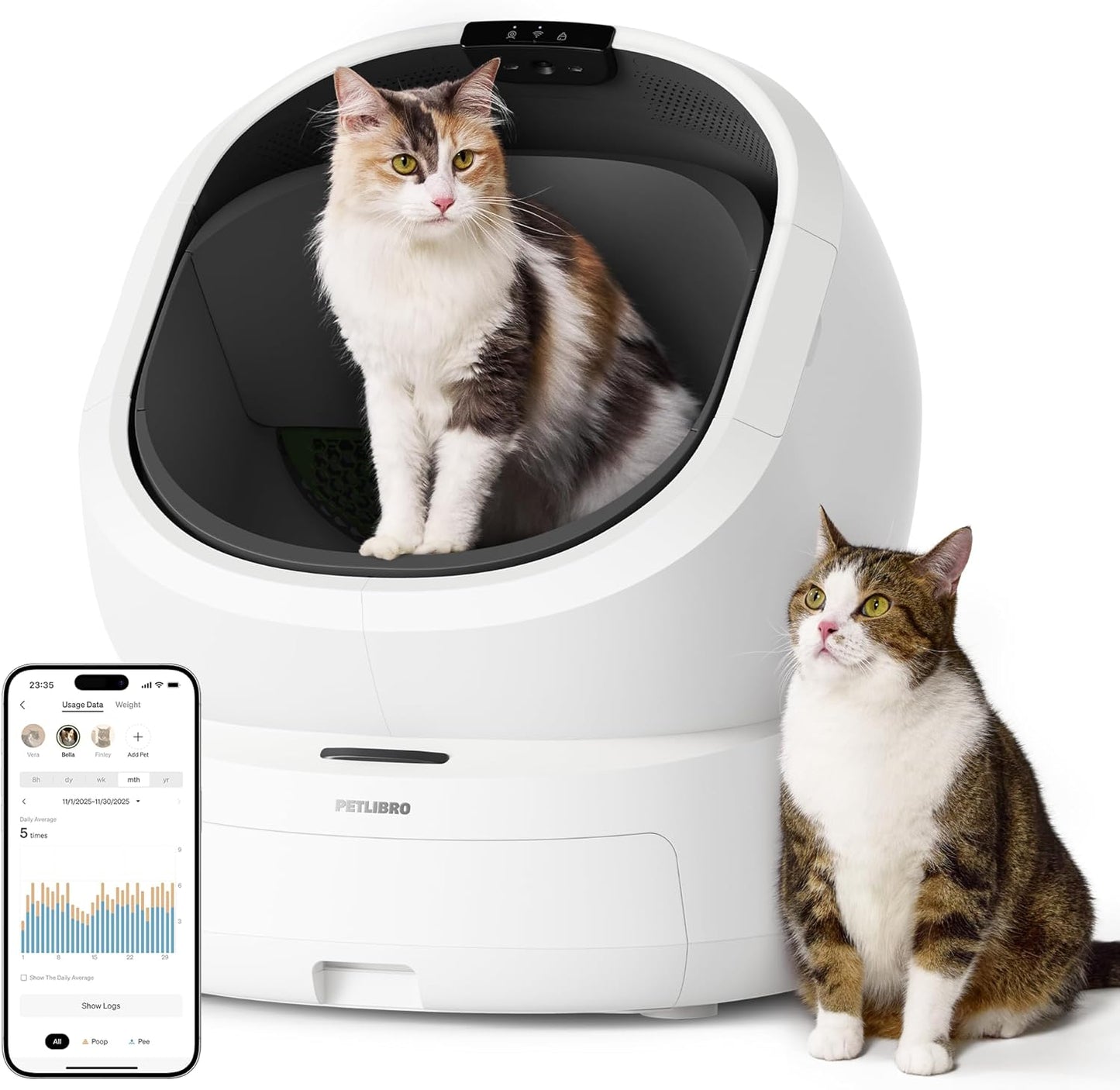 PETLIBRO Automatic Litter Box with AI-Camera Waste Analysis, Auto Odor-Control Self Cleaning Cat Litter Box