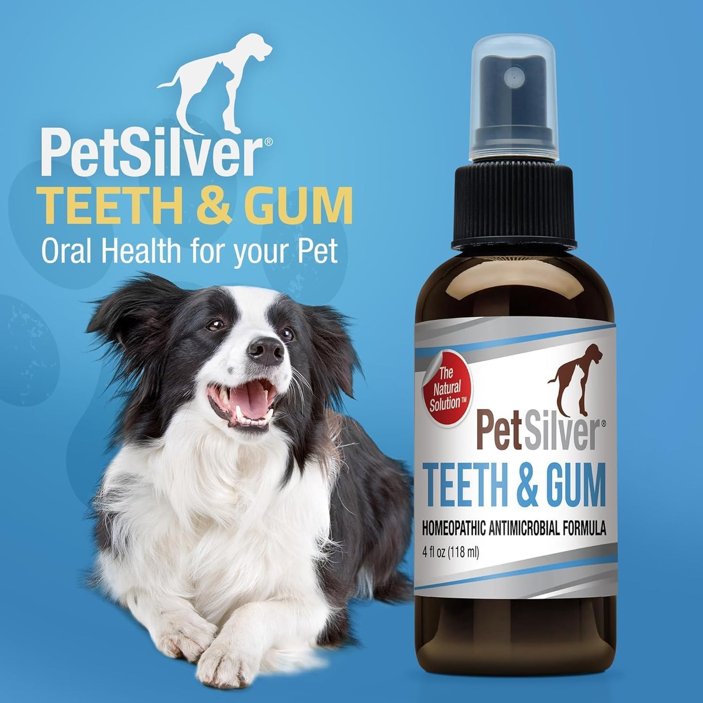 PetSilver Teeth & Gum Spray - Dog Dental & Teeth Cleaning Spray for Plaque & Tartar Build-Up Reduction - Made in USA - 4oz, 2-Pack