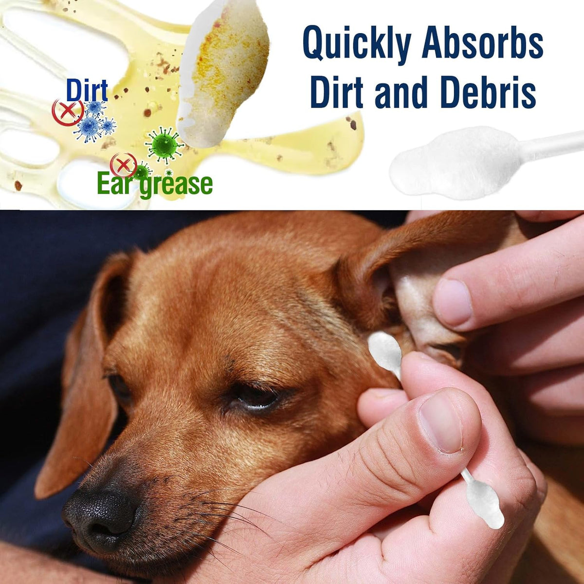 110 Pcs Cat Cotton Swabs Ear Cleaning Double for dog and cat