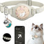 Cat Collar with Airtag Holder, Breakaway Airtag Cat Collar for Apple Air Tag with Luminous & Reflective Pattern, Waterproof GPS Cat Tracker Collars for Boy Girl Cats Kittens with Bell, Khaki (8-12")