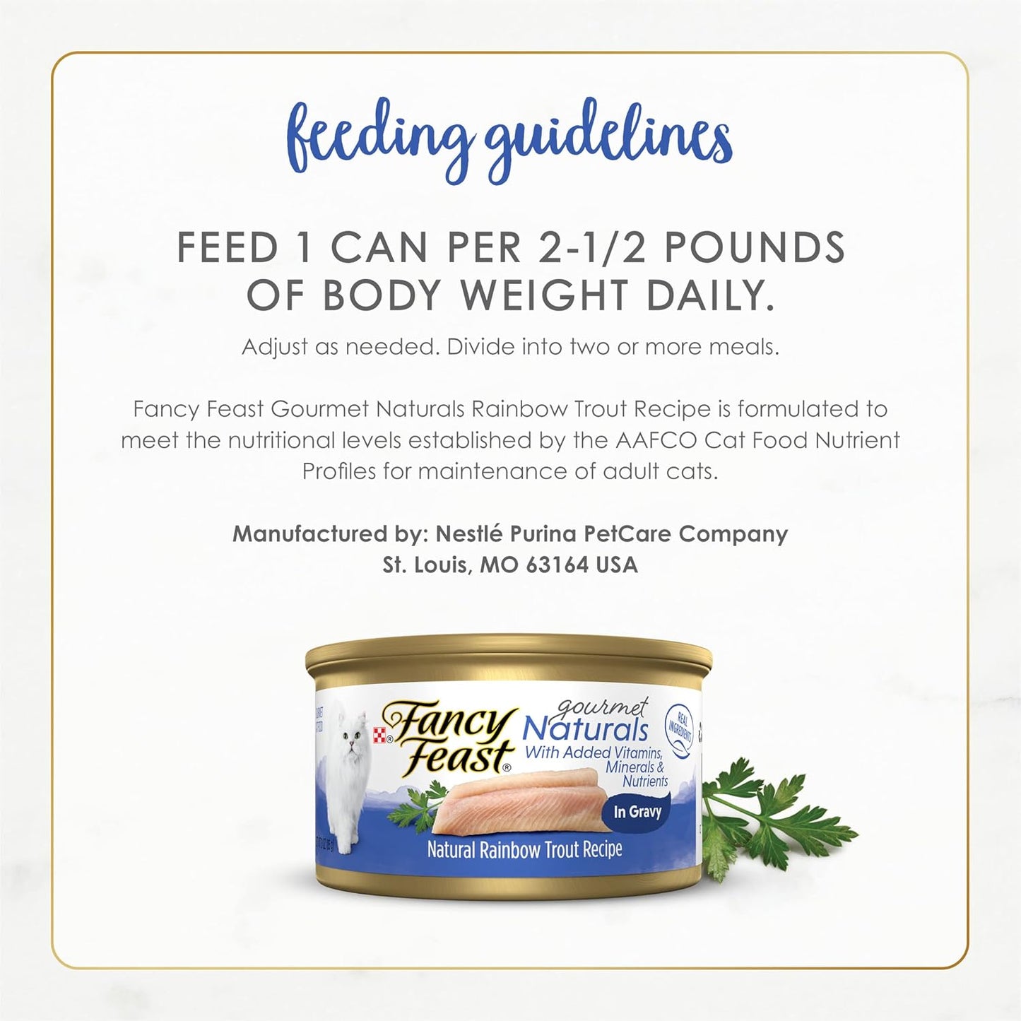 Purina Fancy Feast Wet Cat Food Gourmet Naturals Rainbow Trout Recipe in Wet Cat Food Gravy - (Pack of 12) 3 oz. Cans
