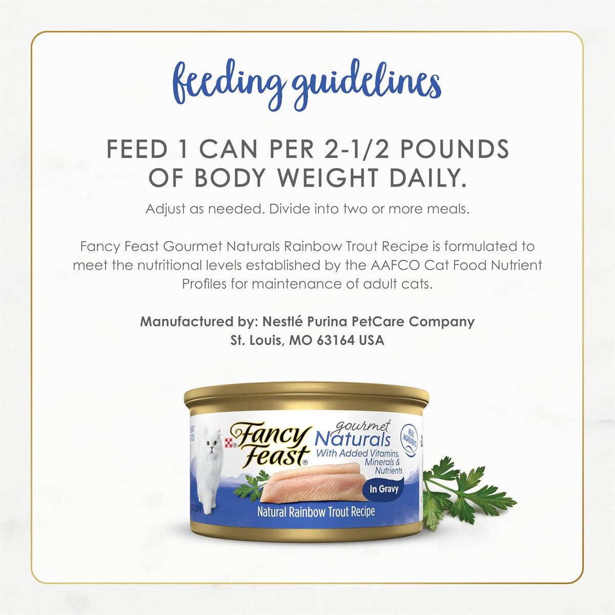 Purina Fancy Feast Wet Cat Food Gourmet Naturals Rainbow Trout Recipe in Wet Cat Food Gravy - (Pack of 12) 3 oz. Cans