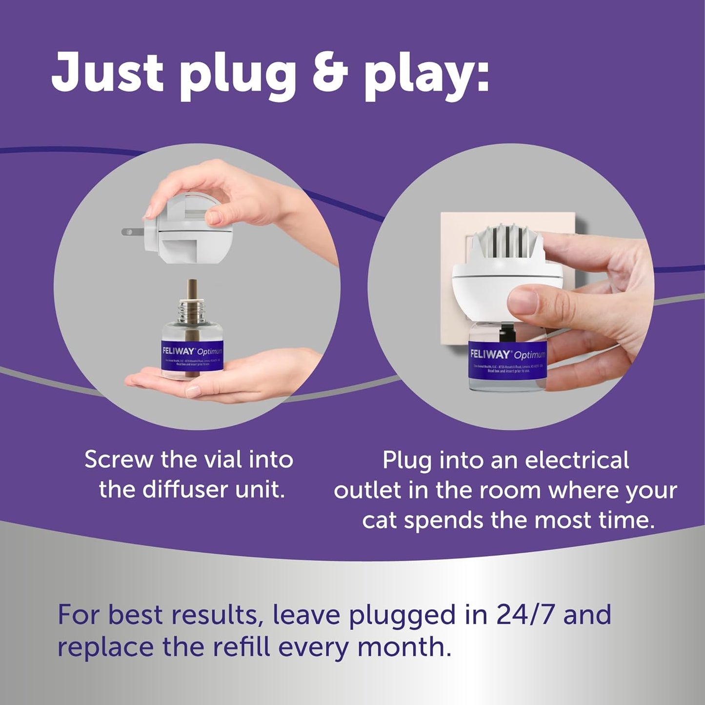FELIWAY Optimum 6 x 30 Day Cat Calming Refills for Pheromone Diffuser, 6 x 48ml Value Pack