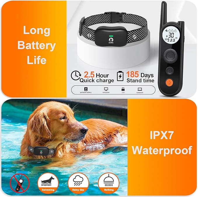 MIMOFPET Wireless Dog Fence for 2 Dogs - Covers up to 856-Acre Electric Fence,185 Days Standby Time