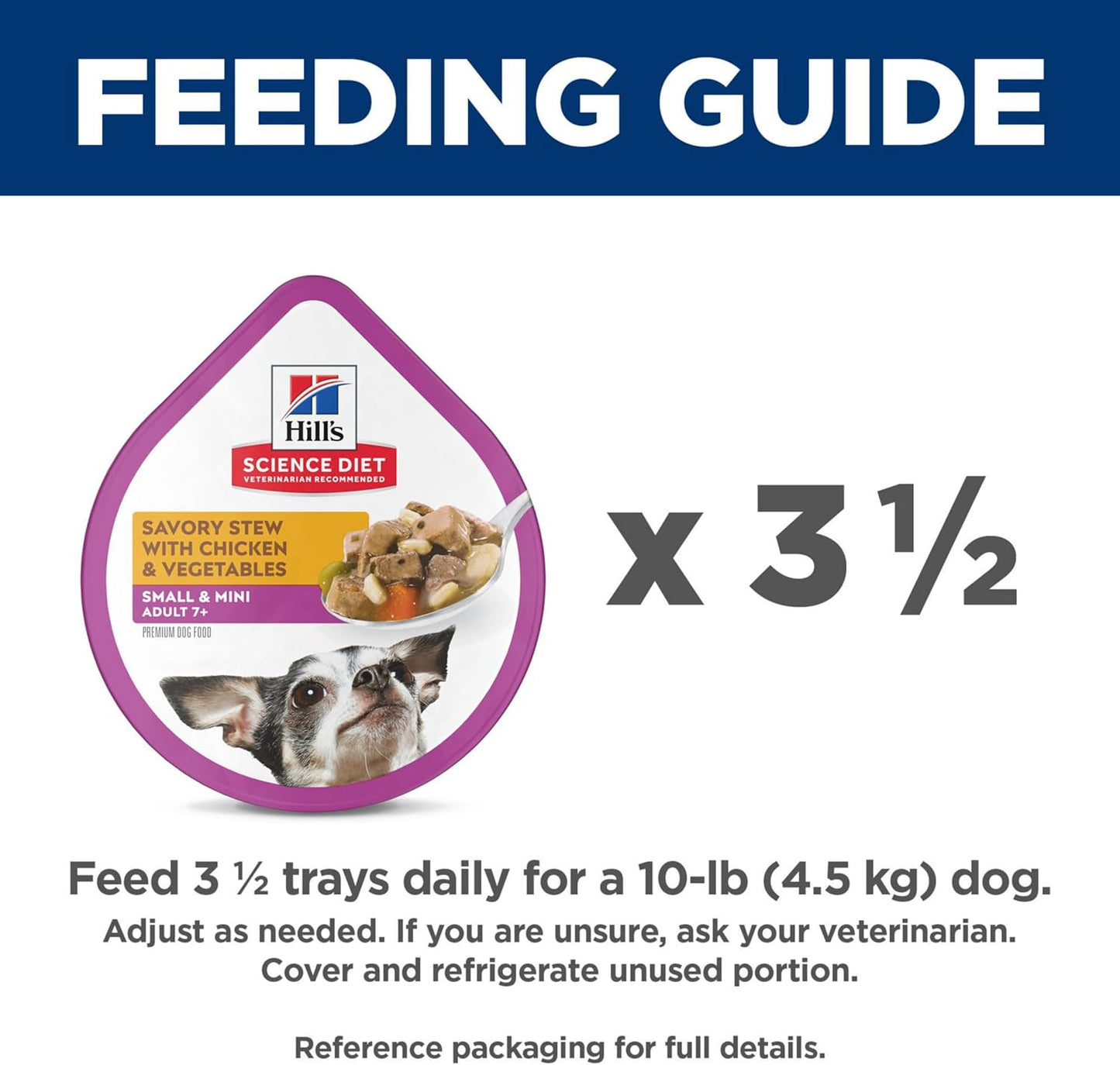 Hill's Science Diet Small & Mini, Senior Adult 7+, Small & Mini Breeds Senior Premium Nutrition, Wet Dog Food, Chicken & Vegetables Stew, 3.5 oz Tray, Case of 12