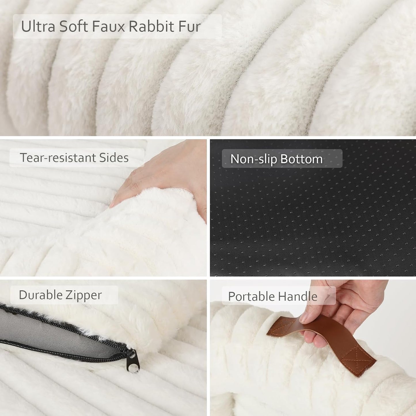 Cute Washable Dog Bed for Small Medium Dogs, 30in, Cream