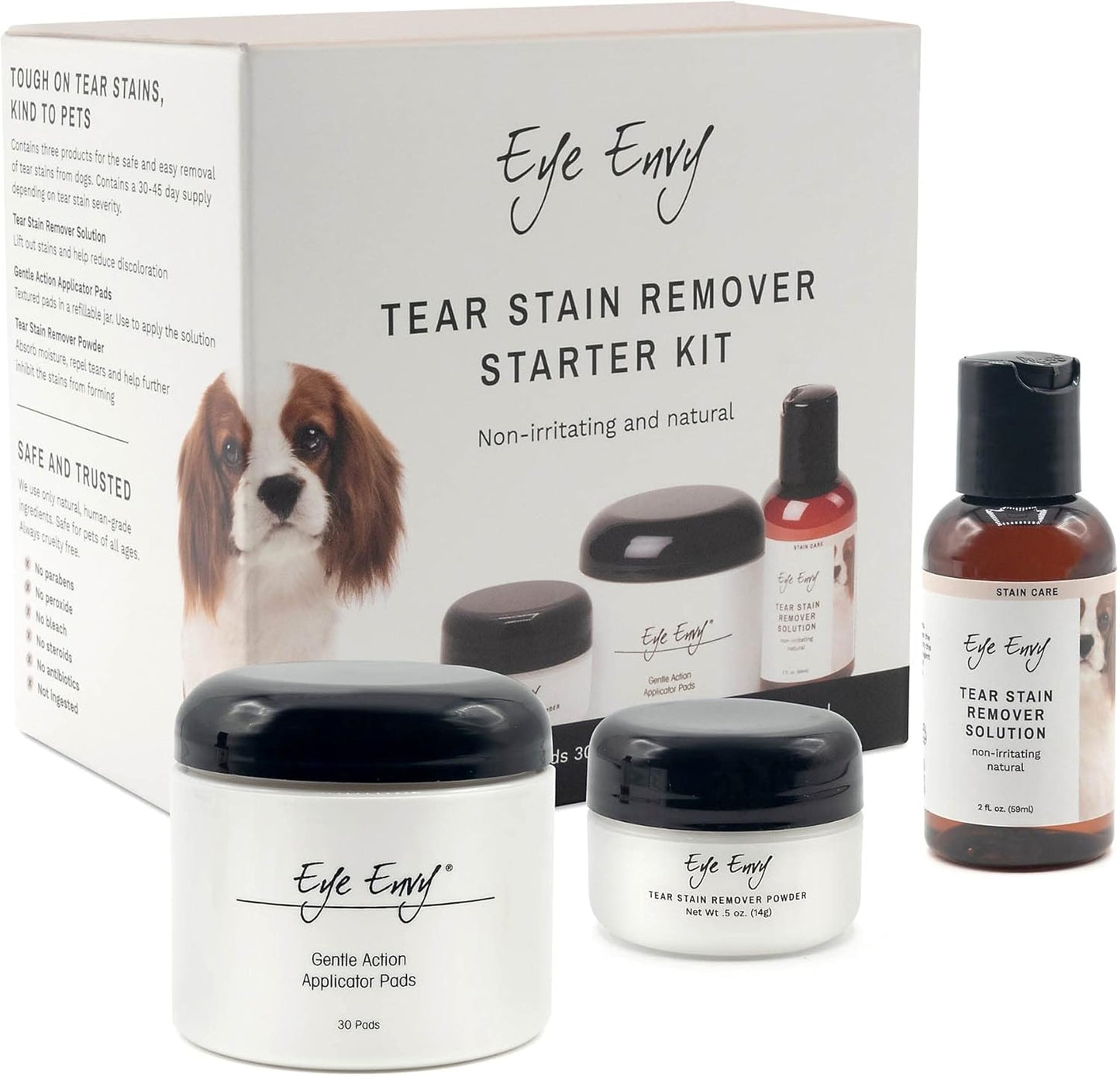 Eye Envy Dog Tear Stain Remover Starter Kit. 100% Natural, Safe. Contains: Stain Solution