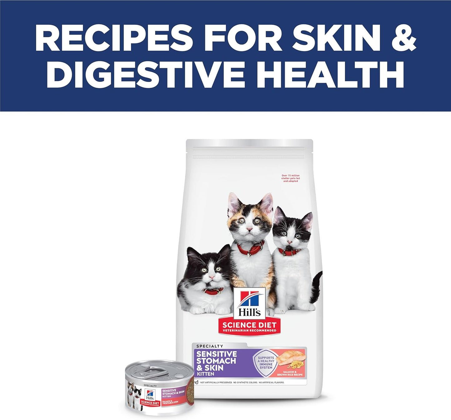 Hill's Science Diet Kitten Sensitive Stomach & Skin Dry Cat Food, Salmon & Brown Rice, 3.5 lb. Bag