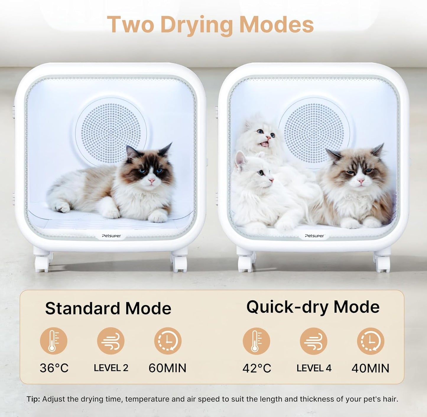 75L Large Pet Dryer Box for Cats & Small Dogs - Automatic 360° Rapid Drying