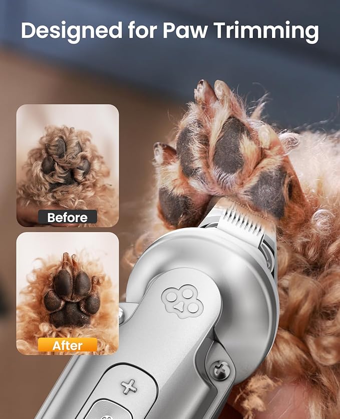oneisall Small Dog Clippers and Paw Trimmer with Low Noise, 4 - in - 1 Cordless Dog Grooming Kit with 3 - Level Speed Clippers (7000 RPM)