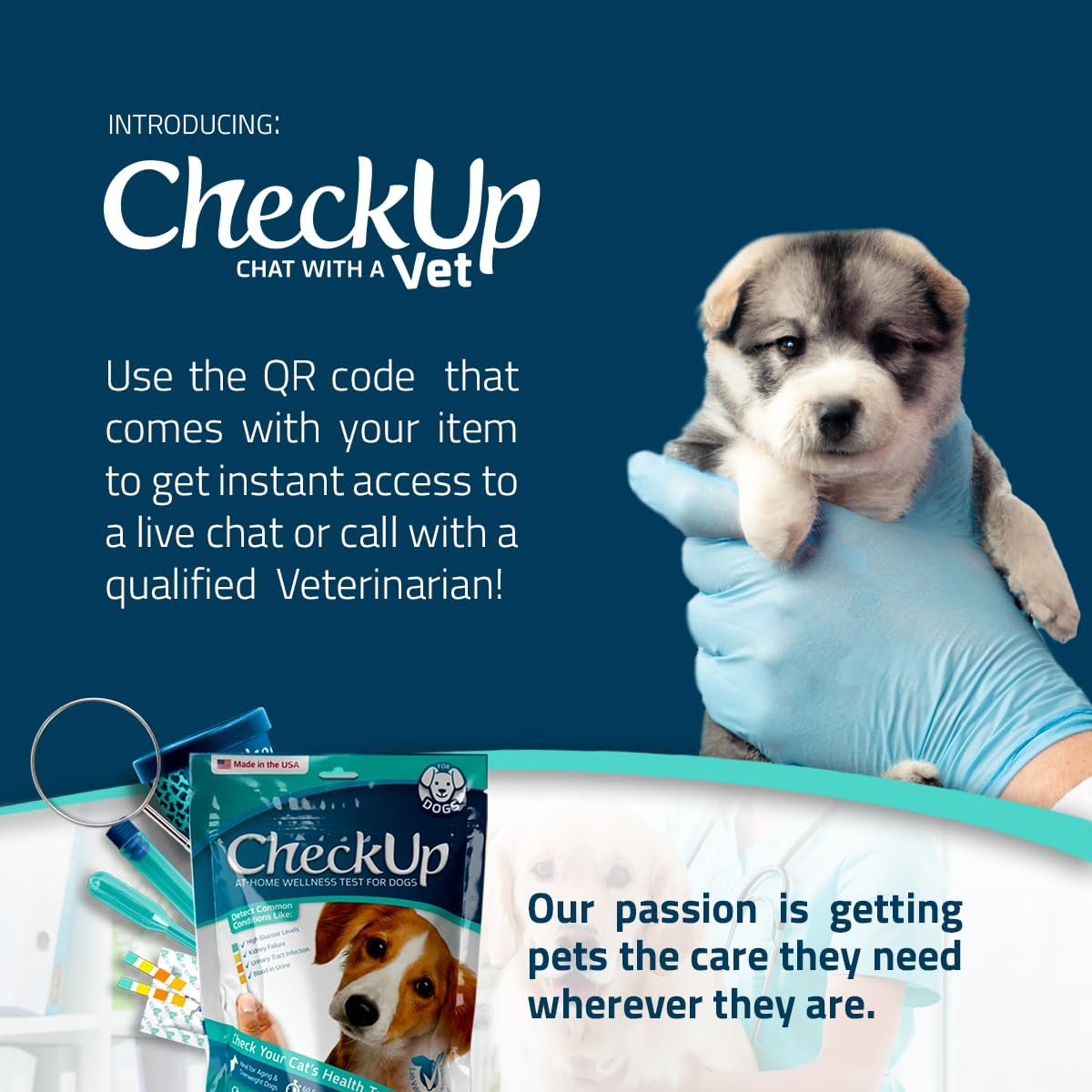 CheckUp Kit at Home Wellness Test for Dogs | Telescopic Pole, Detachable Cup & 2 Test Strips | Detects 4 Most Common Pet Health Indicators - Glucose, Protein, pH and Blood in Urine | 2 Strips