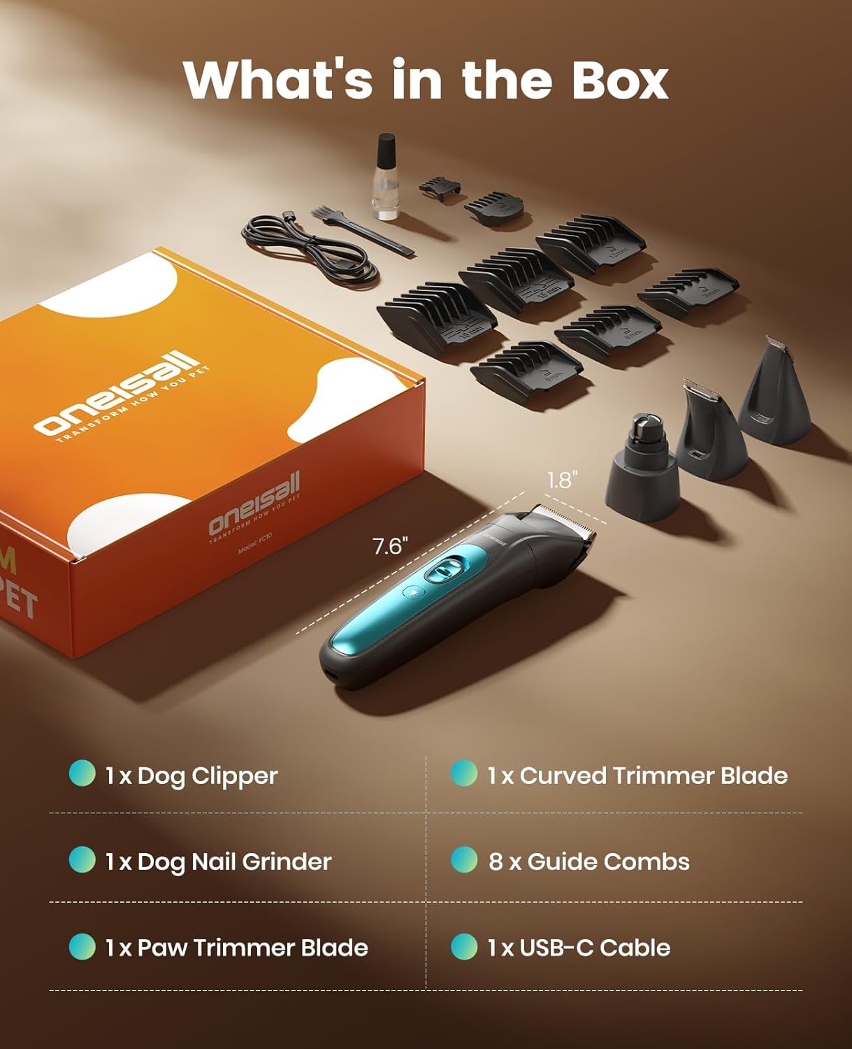 Professional Dog Grooming Clipper with Replacement Blade, 5-in-1 Adjustable A5 Blade Cordless Pet Grooming Kit