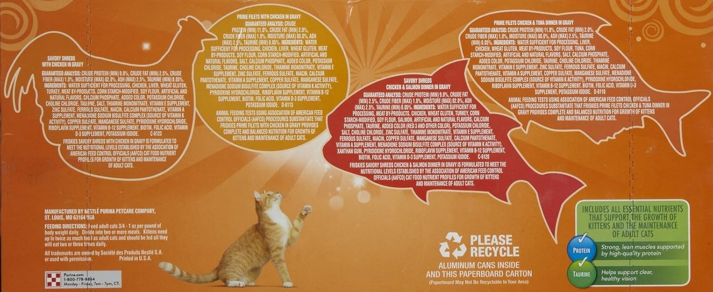 Friskies Wet Cat Food, Chicken Lovers Variety Pack, (32) 5.5 Oz Cans