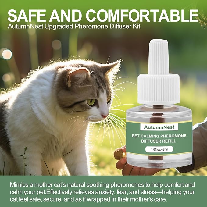 Cat Calming Pheromone Diffuser Refills, 4 Pack 48ml, Helps Relieve Cat Anxiety, Reduce Stress