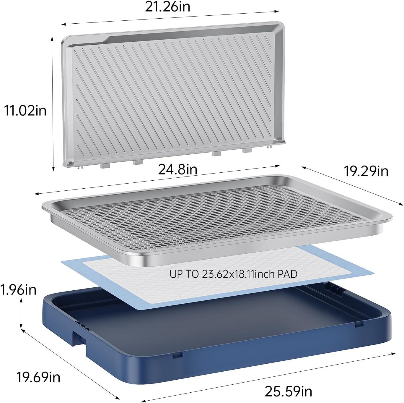 Indoor Dog Potty Tray with High Wall,25.59"X19.69" Pee Pad Holder,Dogs Litter Box