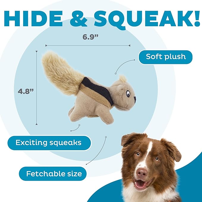 Outward Hound Squeakin’ Squirrels – 3‑Pack Plush Squeaky Dog Toys for Puppies