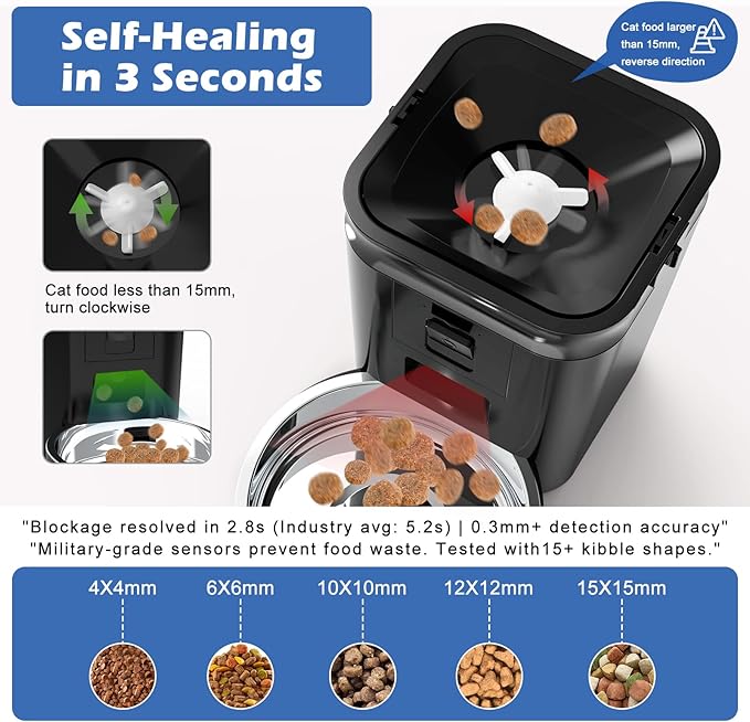 Automatic Cat & Dog Feeder with Camera, 6L Smart WiFi Pet Food Dispenser for Small Pets