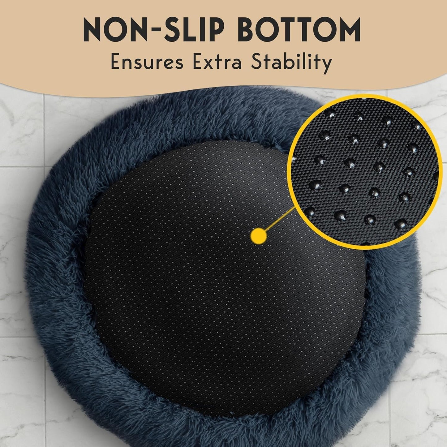 PetJett Calming Dog Bed Medium Size Dog - 30'' Donut Bed, Washable Dog Bed, Anti-Slip & Super Soft Fluffy Plush Round Dog Bed, Anti-Anxiety Premium Comfort Pet Bed, Fits Dogs Upto 45 lbs - Dark Grey