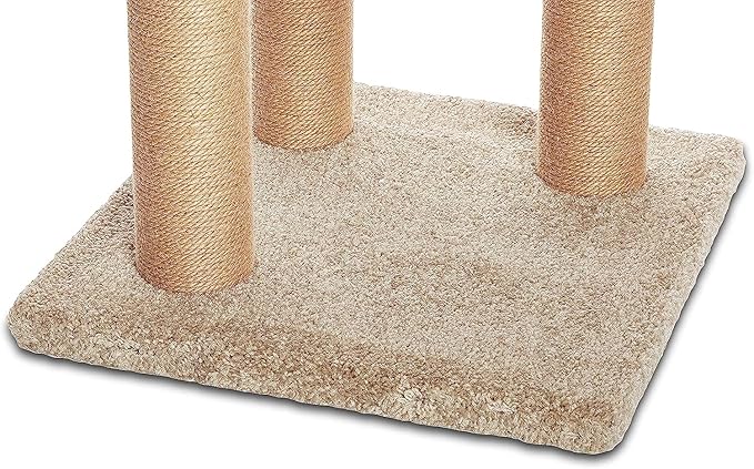 Basics Cat Tree Tower - Multi-Level Climbing Activity Center for Indoor Cats & Kittens with Scratching Posts, Platform, Jute Rope, Large (45.9"H), Beige
