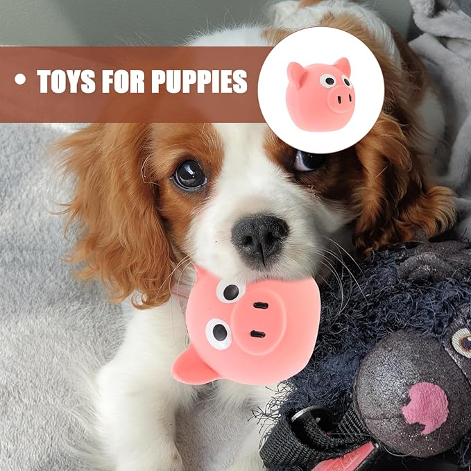 POPETPOP Squeaky Pig Dog Toys : Latex Dog Squeaky Toys for Chewing and Training Activities, 2.48X2.36X2.36in (Pink)