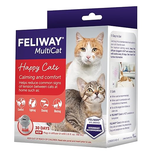 FELIWAY MultiCat 30 Day Cat Calming Plug In Pheromone Diffuser Starter Kit, 48ml