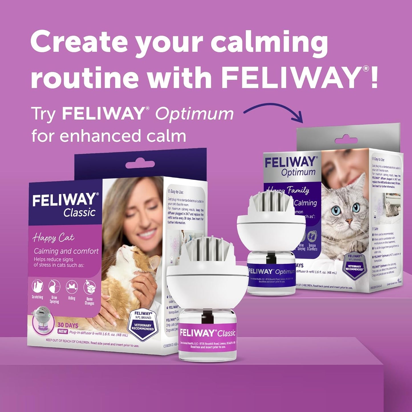 FELIWAY® Classic 6 x 30 Day Cat Calming Refills for Pheromone Diffuser, 6 x 48ml Value Pack