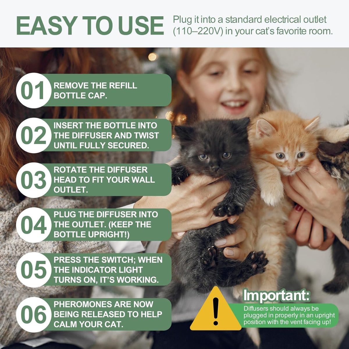 Cat Calming Pheromone Diffuser Refills, 4 Pack 48ml, Helps Relieve Cat Anxiety, Reduce Stress