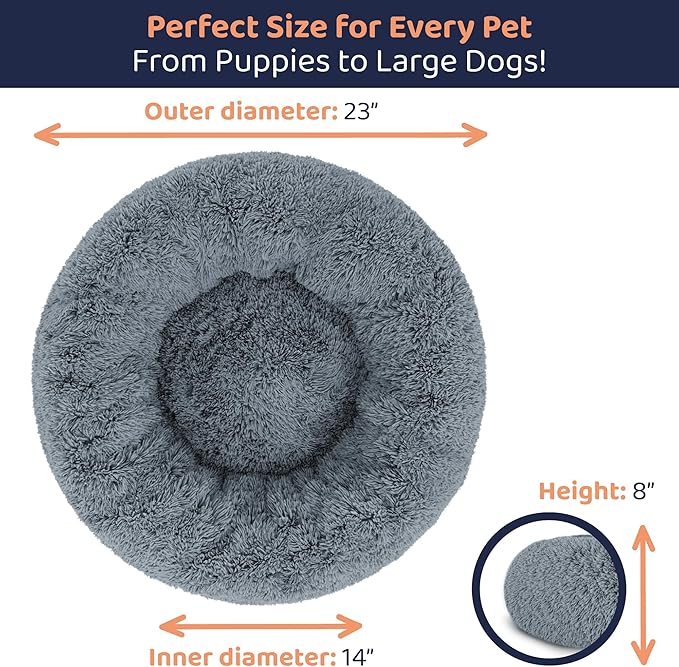 Donut Dog Bed - Premium Comfort for Anxiety Relief (Dark Grey, Small)