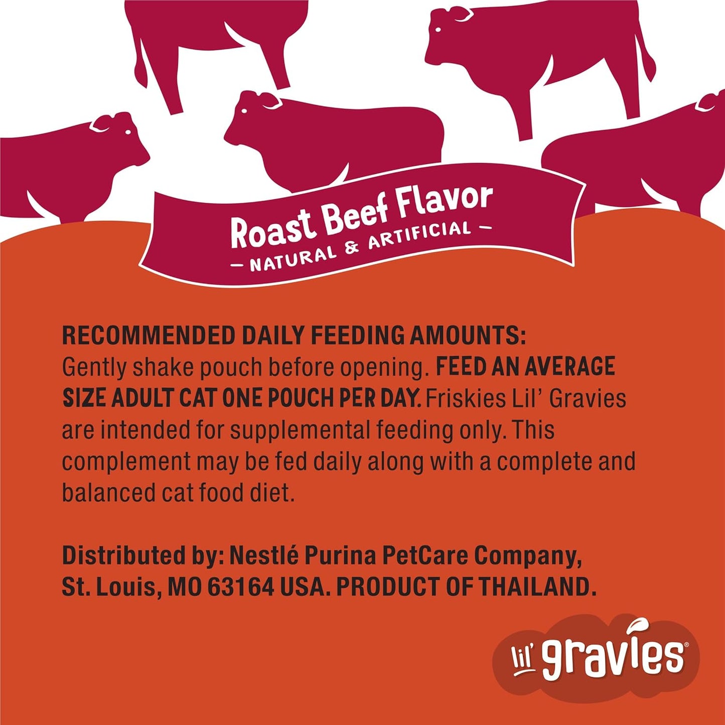 Purina Friskies Lil' Gravies Roast Beef Flavor Cat Food Complement Lickable Cat Treats - (Pack of 16) 1.55 oz. Pouches