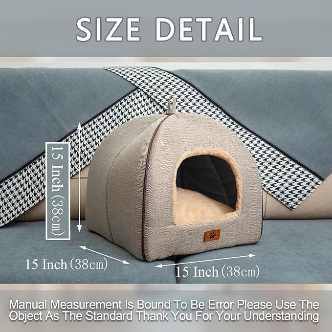 WINDRACING Cat Bed for Indoor Cats - Cat House Tent with Removable Washable Cushioned Pillow, Soft and Self Warming Kitten beds & Furniture, Pet Bed