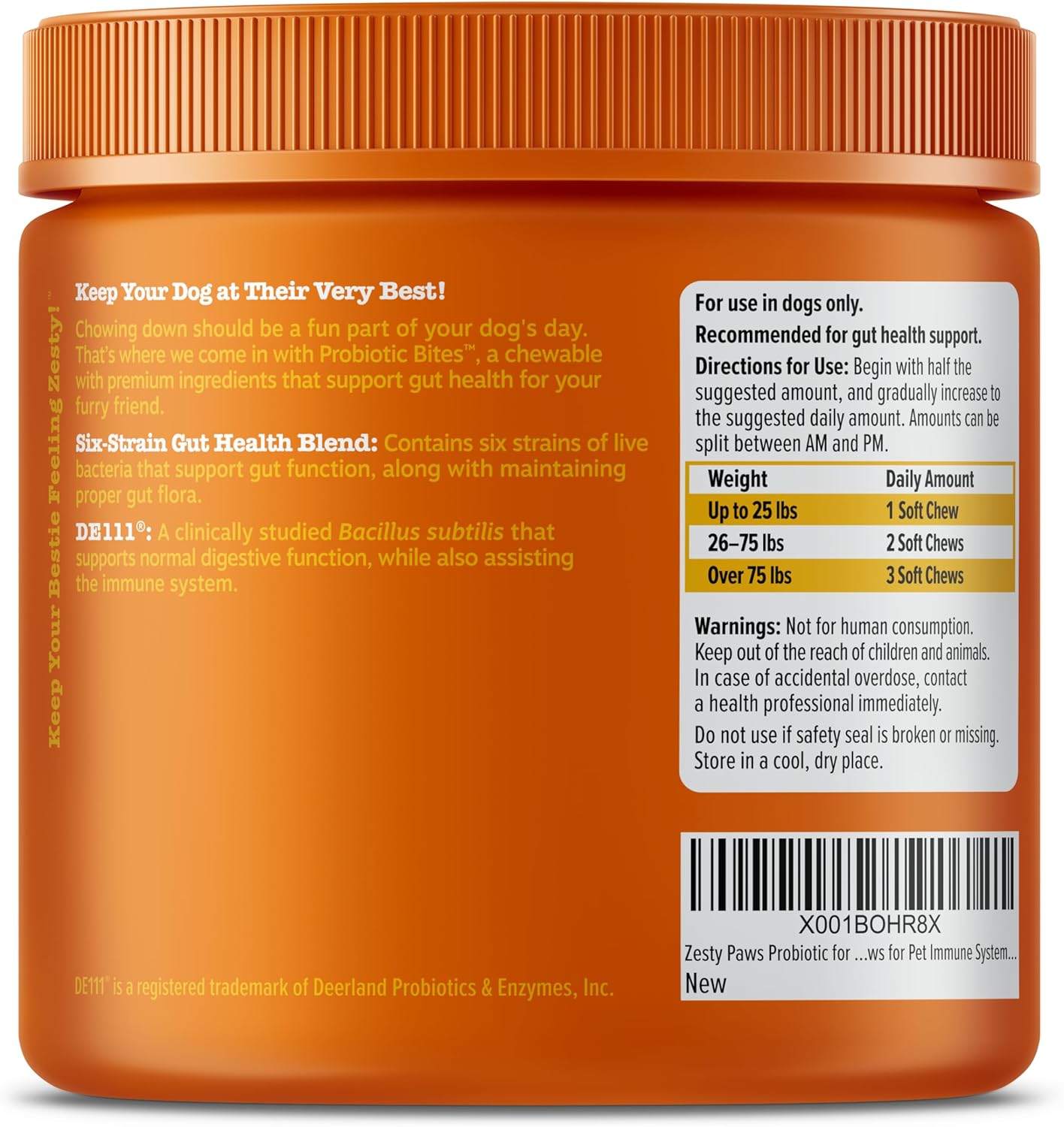 Zesty Paws Probiotics for Dogs - Probiotics for Gut Flora, Digestive Health, Occasional Diarrhea & Bowel Support - Clinically Studied DE111 -90ct