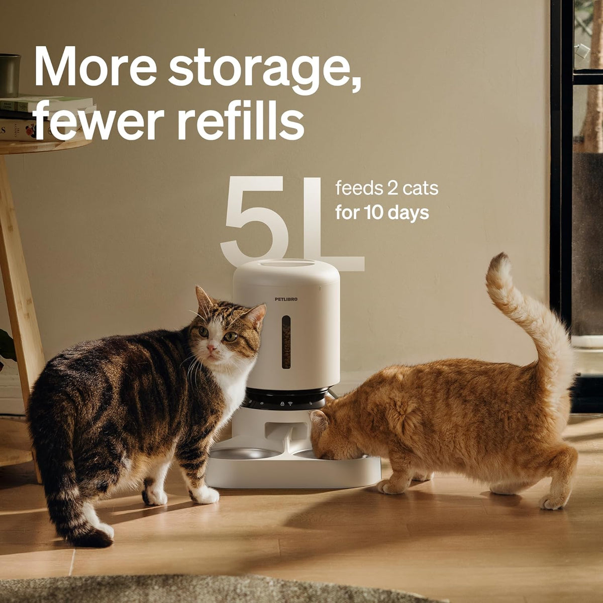 PETLIBRO 5L Automatic Cat Feeder for 2 Cats, 5G&2.4G Wi-Fi Programmable