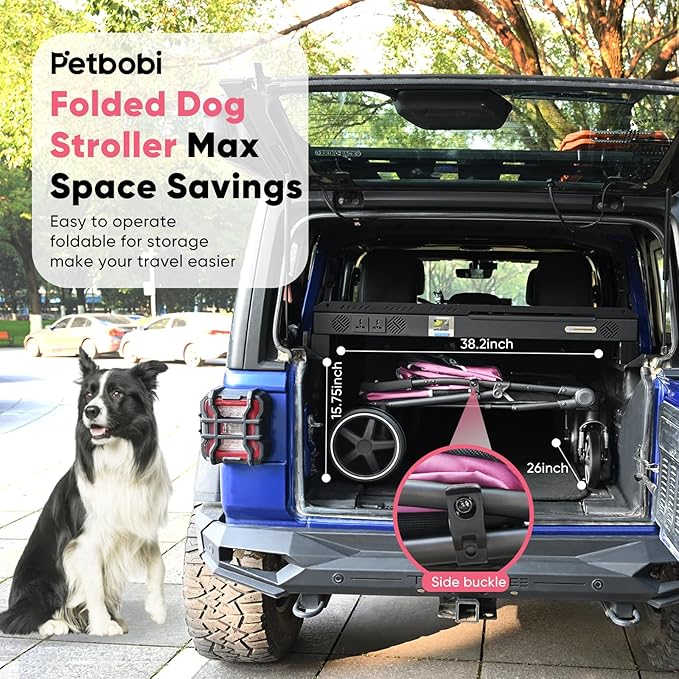 Petbobi Dog Stroller for Large & Medium Dogs - for Large Senior Pets up to 80 lbs, Pink